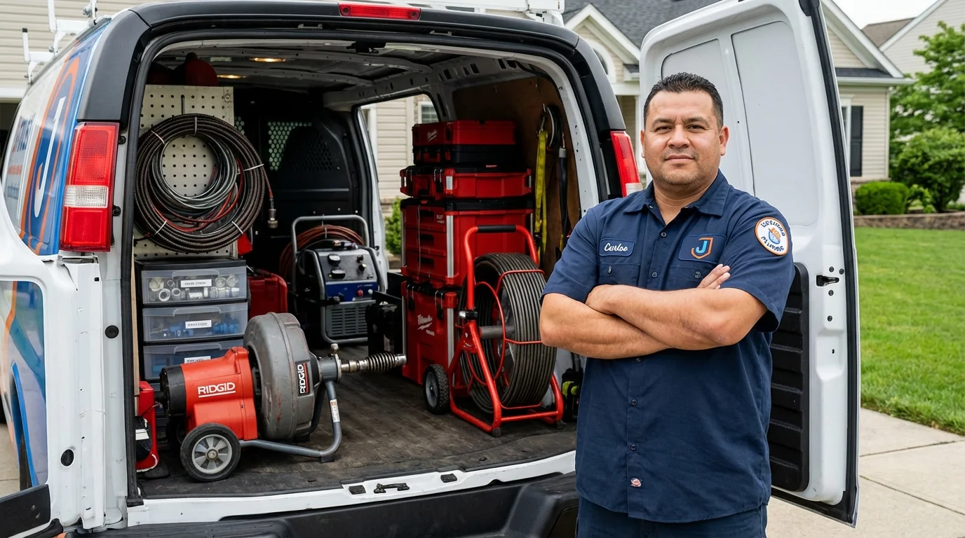 Professional drain cleaning equipment and Johns Plumbing LLC plumber in Benavides