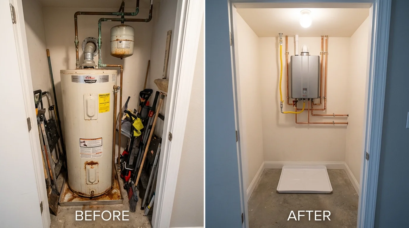 Tank water heater versus wall-mounted tankless unit comparison for Benavides, TX homeowners