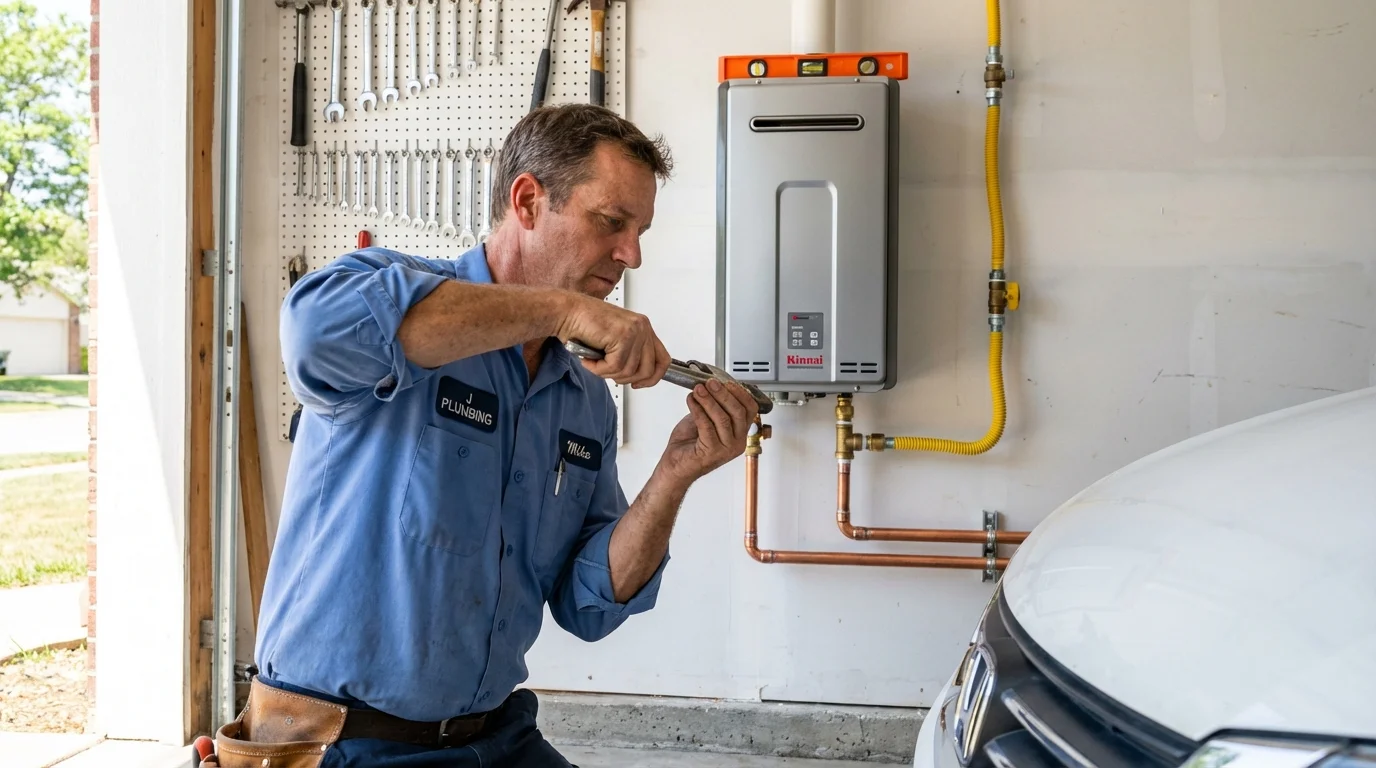 Tankless water heater installation by a Johns Plumbing LLC plumber in Benavides